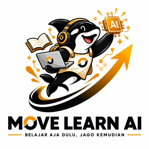 Maskot orca dengan laptop dan chip AI