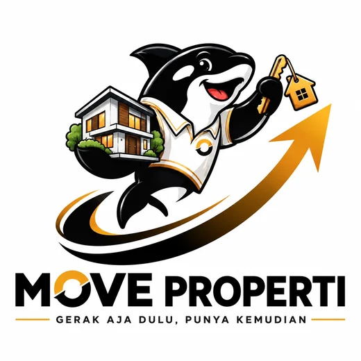 Maskot orca dengan rumah dan kunci